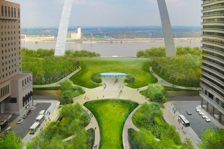 Computer rendering of new Arch grounds from bird’s-eye view. 