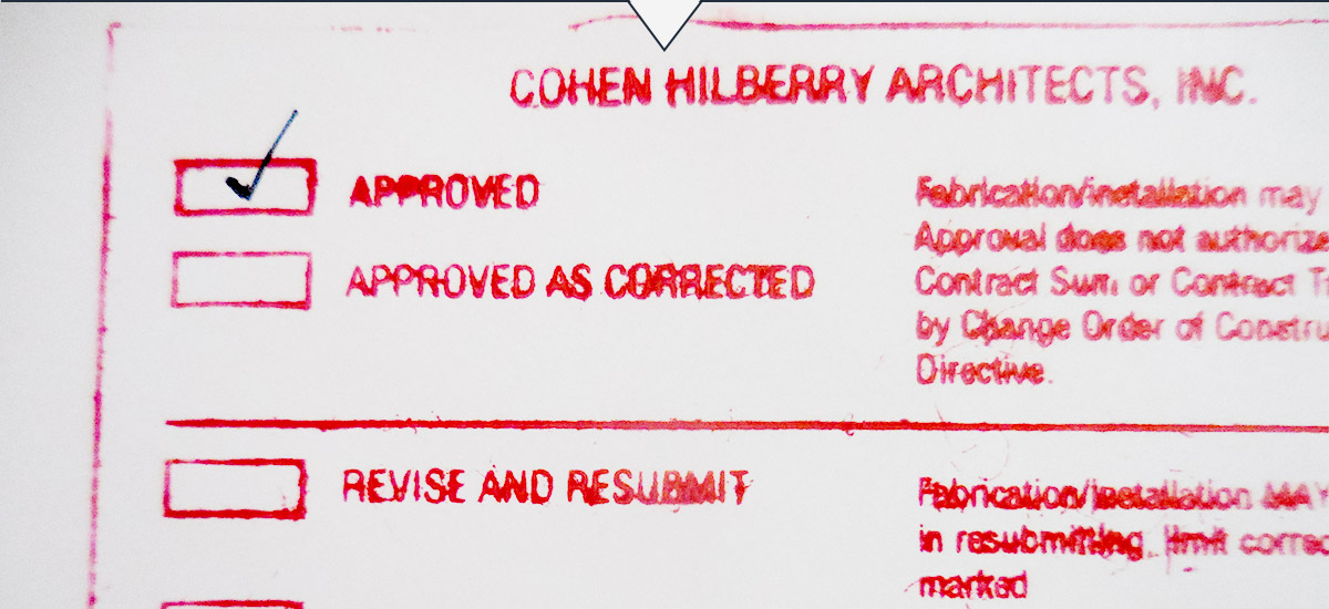 Standard Cohen Hilberry submittal form used as part of construction administration services.